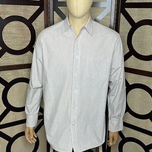 Bogari Button Up Shirt Red/White/Black Striped Mens Large